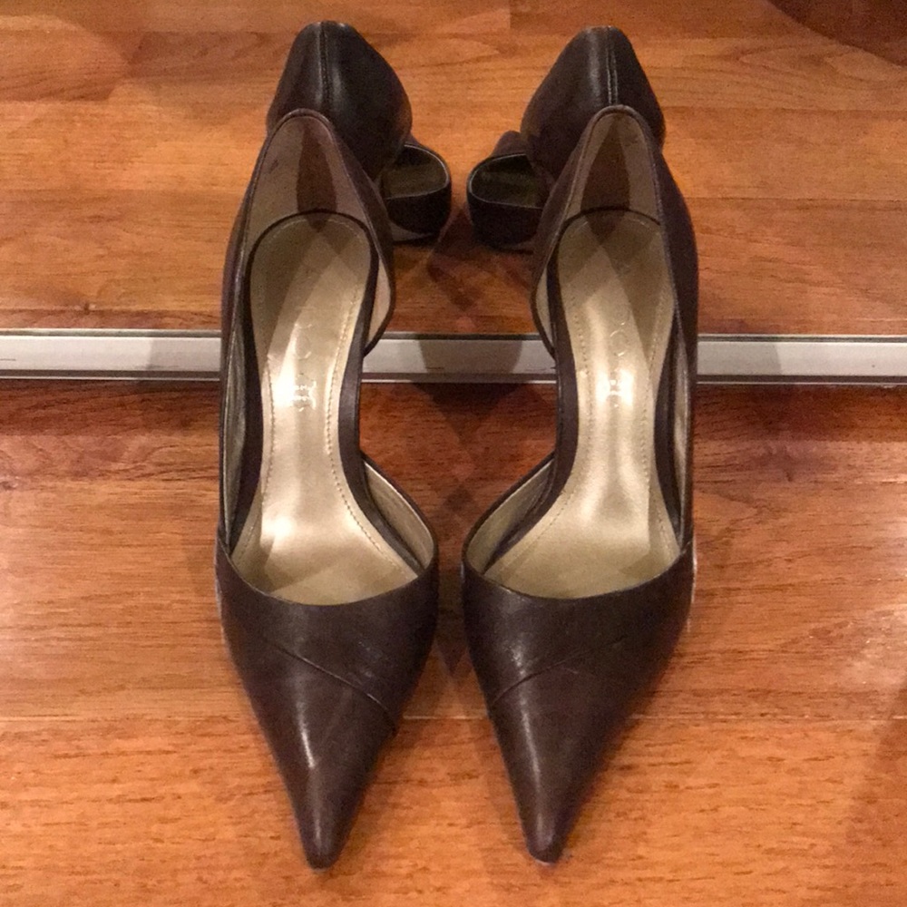 Brown Leather stiletto heels